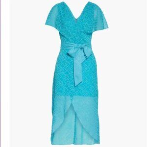 ALICE AND OLIVIA Darva Wrap-effect Swiss-dot Silk And Cotton-blend Midi Dress